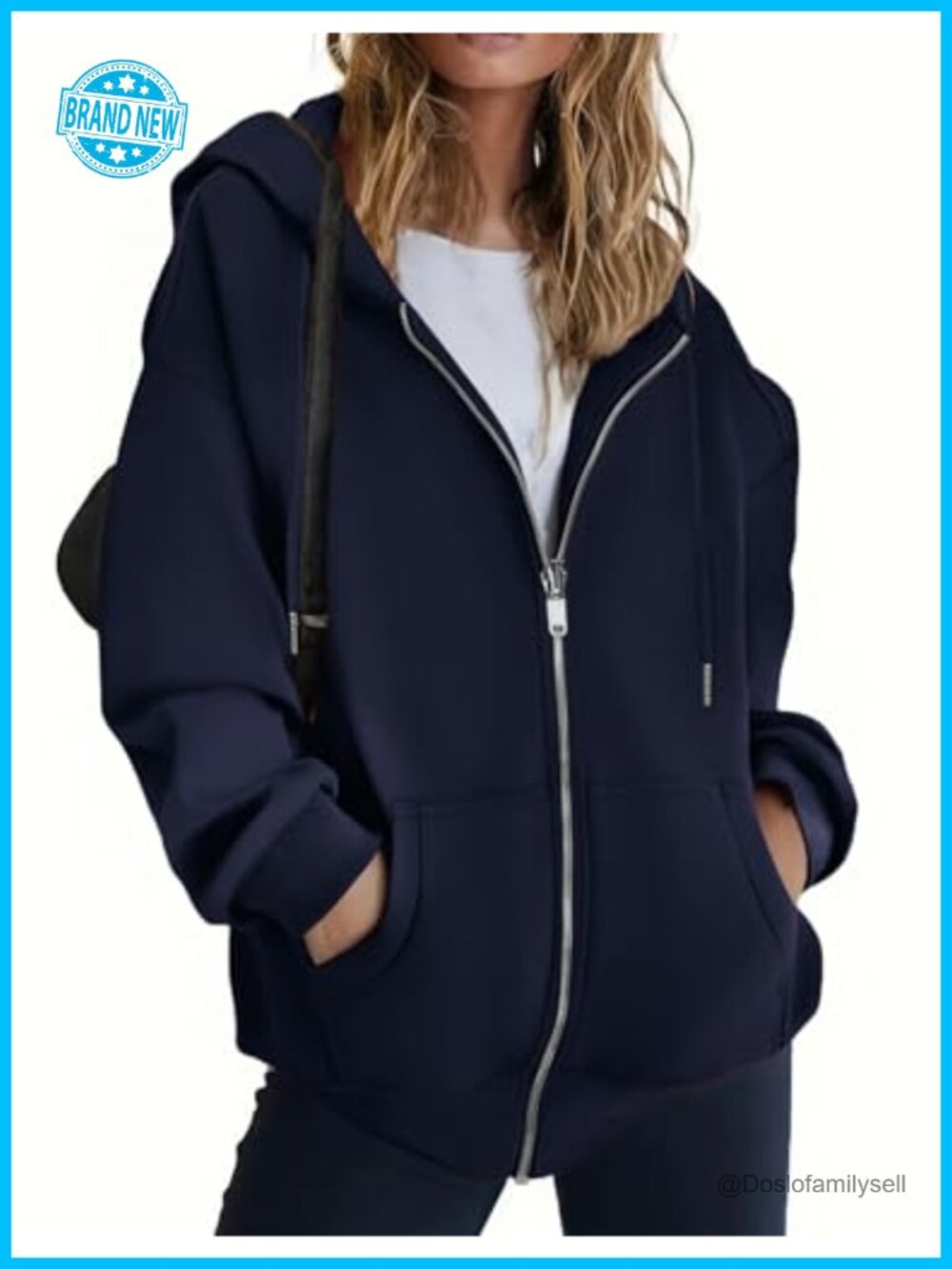 Women's Oversized Zip Up Hoodie Polyester Rayon Fleece Sweatshirt